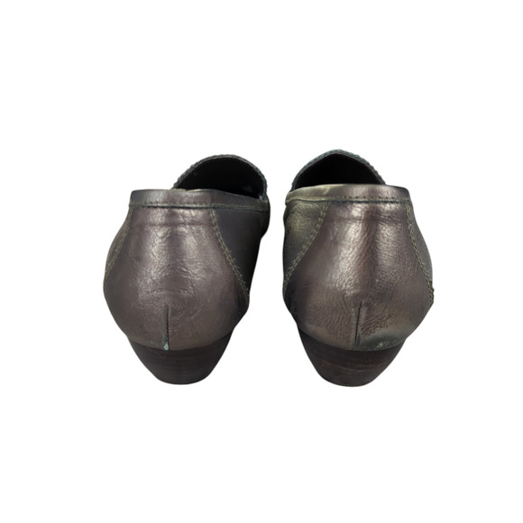Donald Pliner Petra Bronze Metallic Loafers Leather Women's 8 Wooden Heels Wedge - Picture 6 of 8